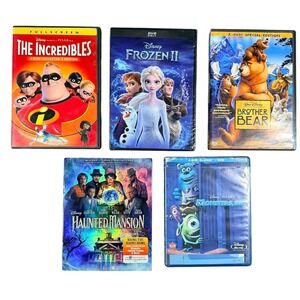Disney Pixar Movie Bundle Kids 5-Film Blu-ray DVD Frozen Haunted Mansion Multi
